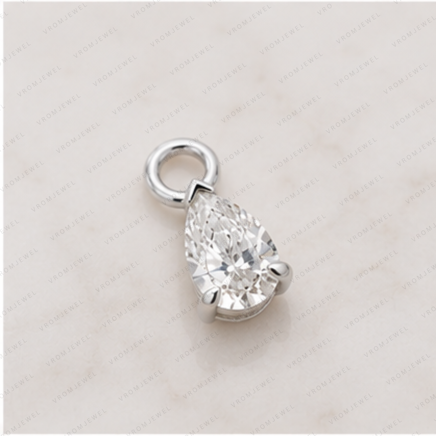 Dainty Lab Diamond Pear Charm Earrings: 14k Gold Bridal Jewelry