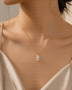 Marquise Cut Pendant Necklace | Lab Grown Diamond | 14K Yellow Gold Minimalist