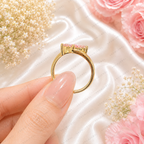 Pink Marquise Lab Grown Diamond Engagement Ring, 1.30 Carat Pink Diamond Ring, Minimalist Solitaire Ring, Unique Curved Setting, 10K 14K