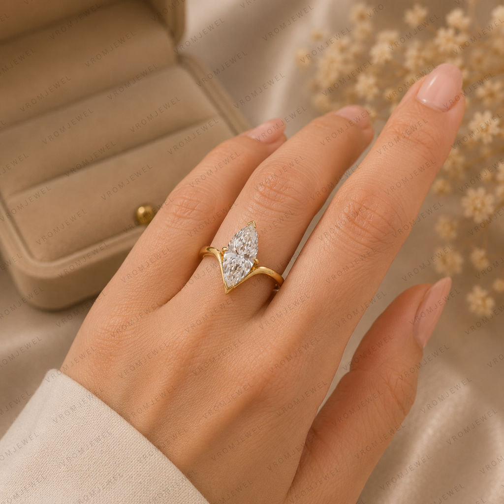 Marquise Diamond Engagement Ring, Marquise Lab Grown Diamond Ring, Solitaire Diamond Ring, Gold Marquise Ring, Minimalist Bridal Ring