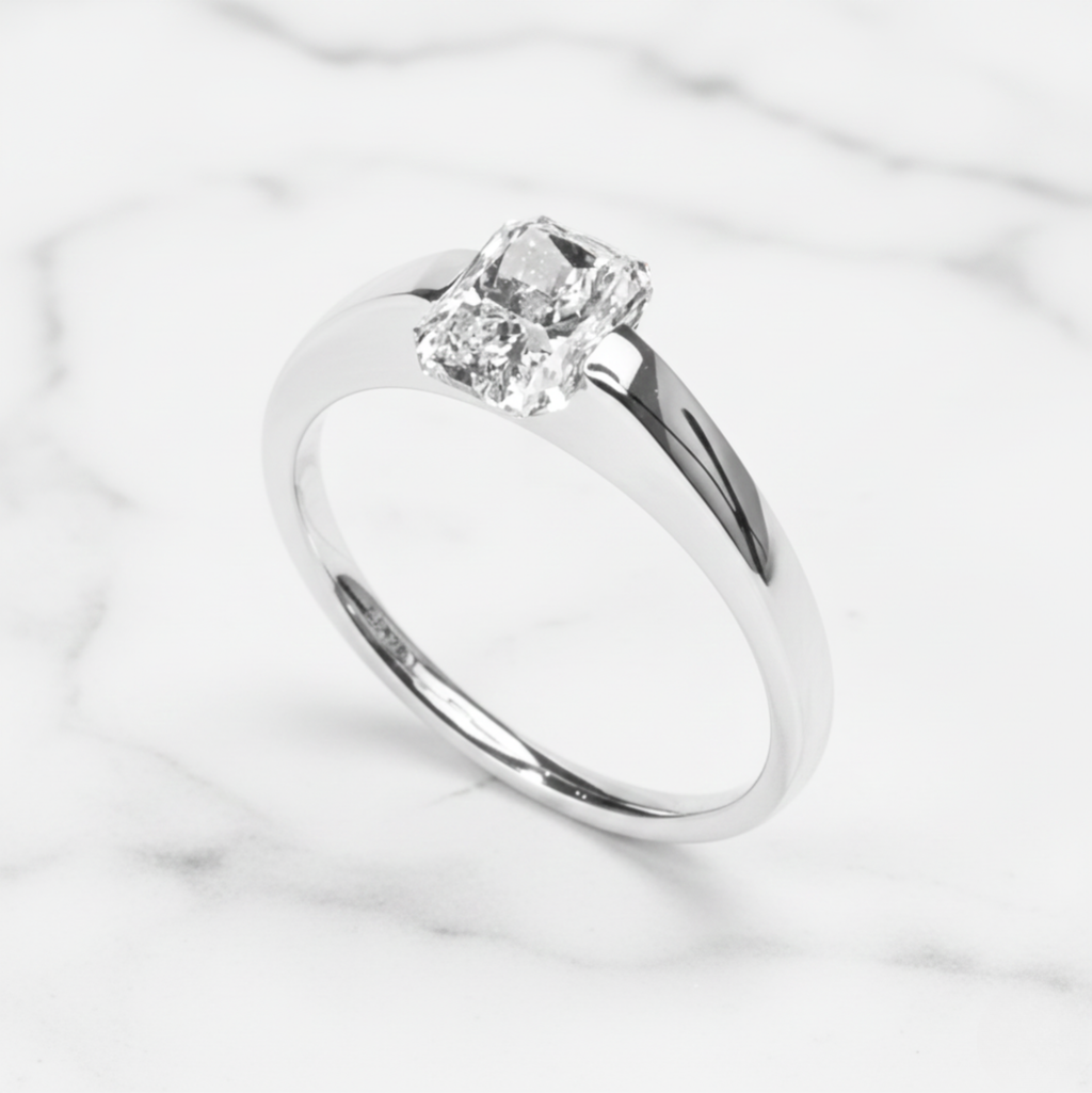 Modern Radiant Cut Ring | Lab Grown Diamond | 14K Yellow Gold Minimal Sleek Design