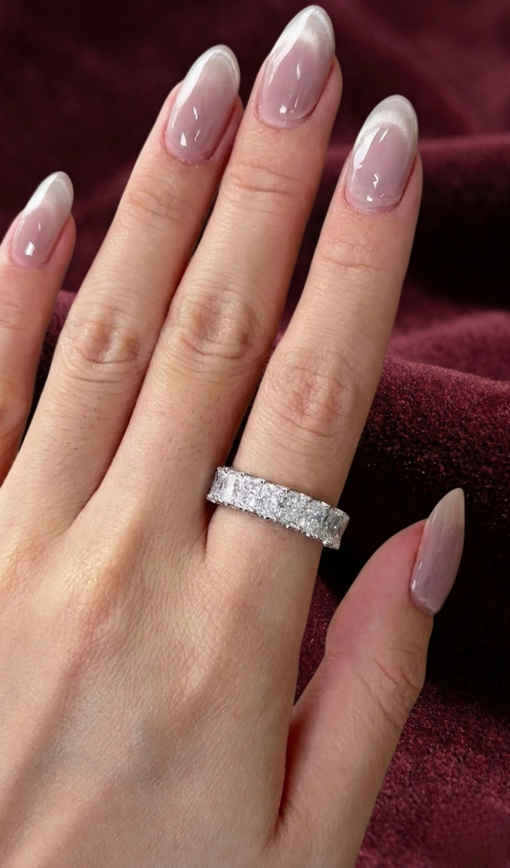 Radiant Cut Lab Grown Diamond Half Eternity Band, Radiant Diamond Wedding Band, 3.20 Carat Diamond Anniversary Ring, Radiant Diamond Ring