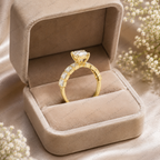 Emerald Cut Lab Grown Diamond Bridal Engagement Ring in Solid 14K Gold
