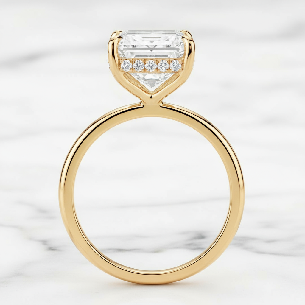 Emerald Cut Solitaire Style Ring | Lab Grown Diamond | 14K Yellow Gold