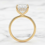 8CT Emerald Cut Modern Prong Set Ring | Lab Grown Diamond | 14K Yellow Gold