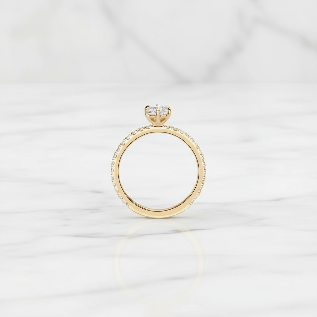 Celestine 1.40 CT Hexagon Lab-Grown Diamond Engagement Ring | Solid Gold Solitaire | IGI Certified Unique Bridal Ring
