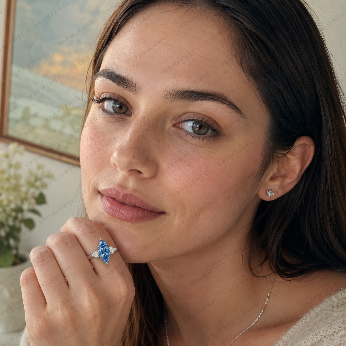3 Carat Marquise Step Cut Lab Grown Diamond Ring, Baguette Diamond Engagement Ring, Marquise Step Cut Ring, Two Tone Gold Ring, Custom Ring