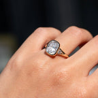 Modern Cushion Bezel Setting Engagement Ring with Triangle Accent | Lab Grown Diamond | 14K Yellow Gold