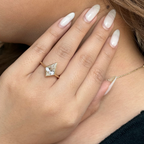 Modern Kite Cut Bezel Setting Engagement Ring | Lab Grown Diamond | 14K Yellow Gold