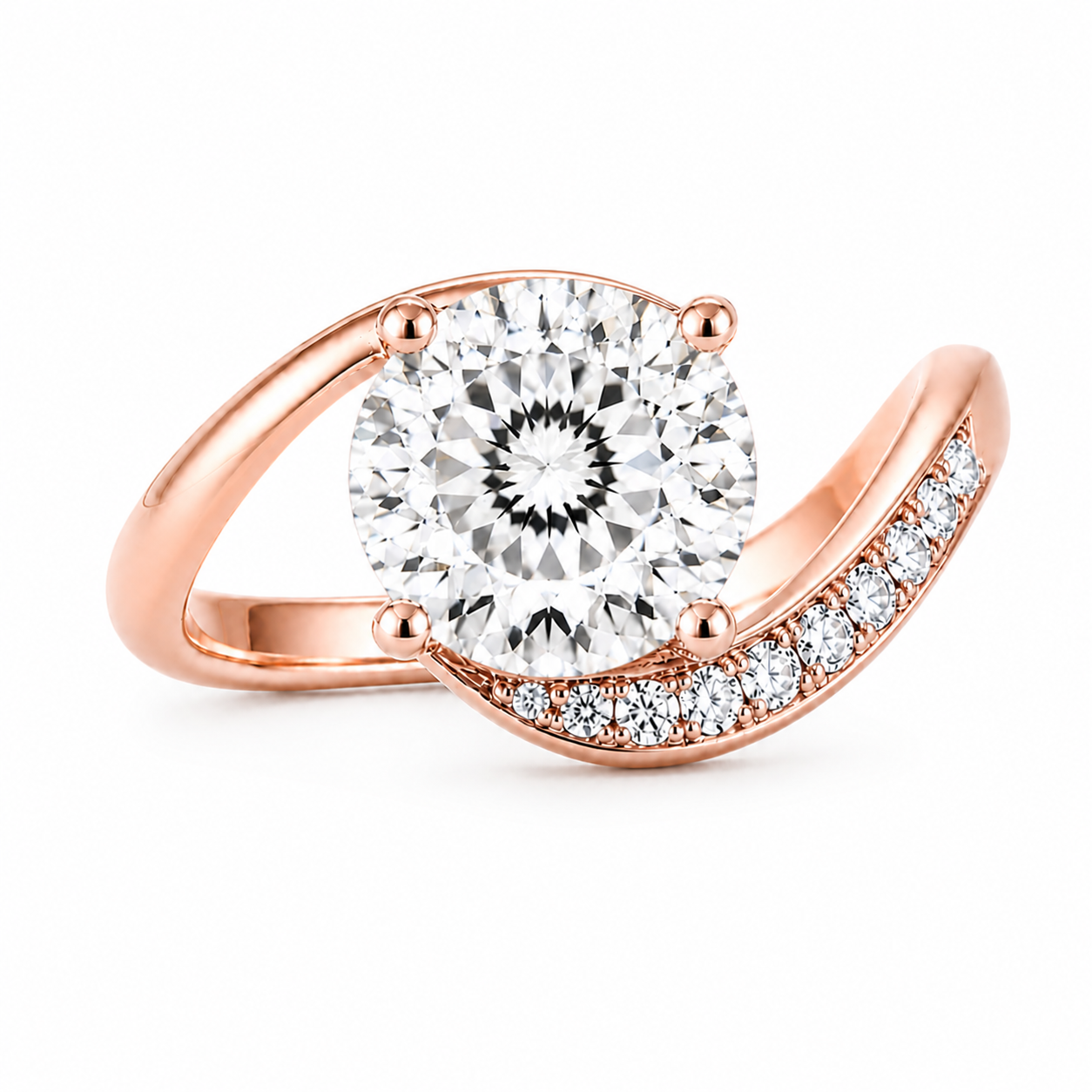 Portuguese Cut Lab Grown Diamond Ring | 1 CT IGI Certified | Twisted Pave Band | Vintage Inspired Engagement Ring | 14K Gold