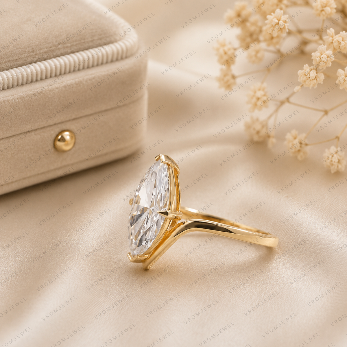 Marquise Diamond Engagement Ring, Marquise Lab Grown Diamond Ring, Solitaire Diamond Ring, Gold Marquise Ring, Minimalist Bridal Ring