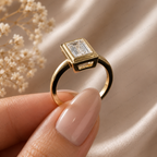 Baguette Cut Lab Diamond Bezel Engagement Ring