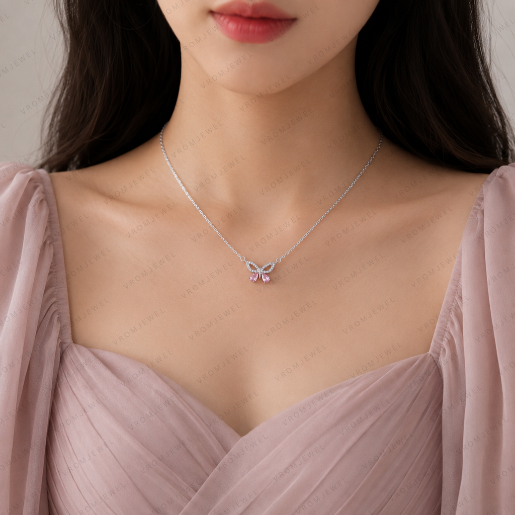 Butterfly Lab Grown Diamond Necklace, Hollow Butterfly Pendant, Solid Gold Butterfly Necklace, Nature Inspired Necklace, Minimalist Necklace