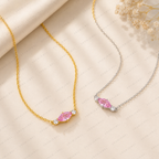Pink Marquise Lab Grown Diamond Necklace, Marquise Diamond Pendant, Pink Diamond Necklace, Solid Gold Necklace, Minimalist Diamond Necklace