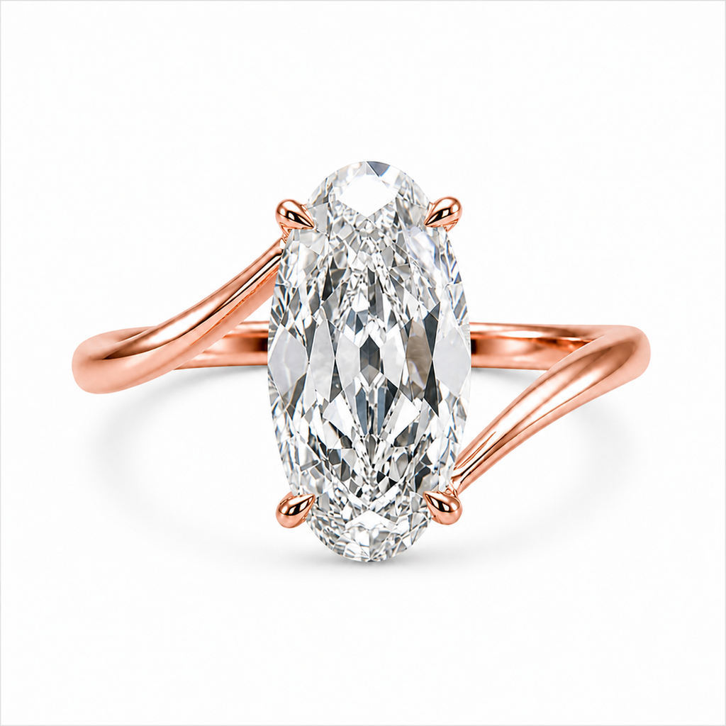 Old Mine Oval Lab Grown Diamond Engagement Ring | 2 CT | Twisted Vintage Ring | Antique Style | 14K Gold