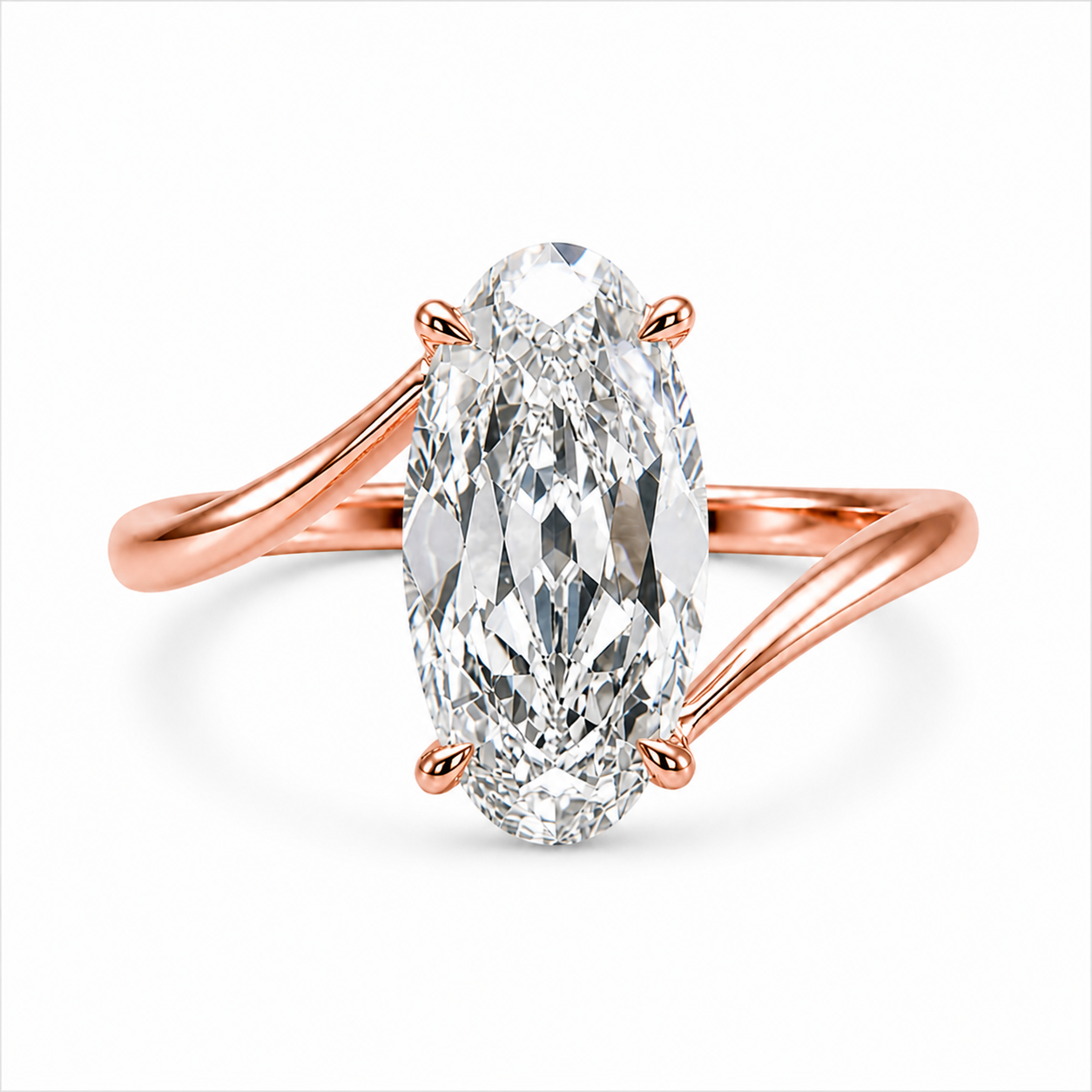 Old Mine Oval Lab Grown Diamond Engagement Ring | 2 CT | Twisted Vintage Ring | Antique Style | 14K Gold