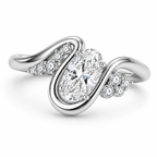 Oval Cut Lab Grown Diamond Ring | 1 CT IGI Certified | Graduated Accent Wrap Design | Modern Engagement Ring | 14K Gold