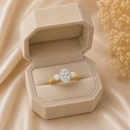 Oval Engagement Ring | Lab Grown Diamond | Pear Side Stones | Prong Set | 14K Yellow Gold