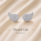 Angel Wings Stud Earrings, Lab Grown Diamond Wing Earrings, Guardian Angel Earrings, Solid Gold Stud Earrings, Minimalist Diamond Earrings