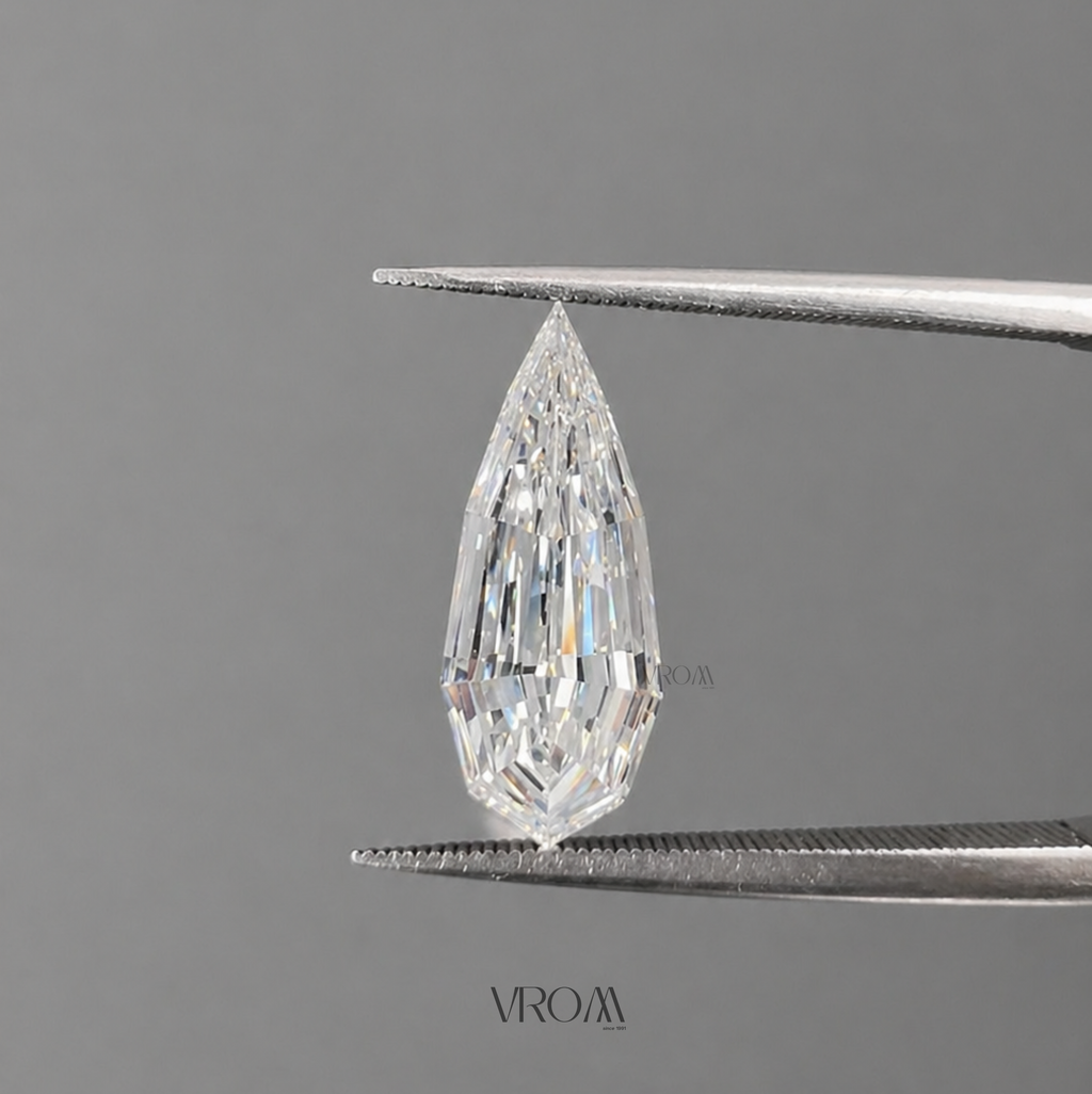 Pear Step Cut Lab Grown Diamond Ring | Sculpted Flow Wrap Design | Modern Engagement Ring | 14K Gold Proposal Ring