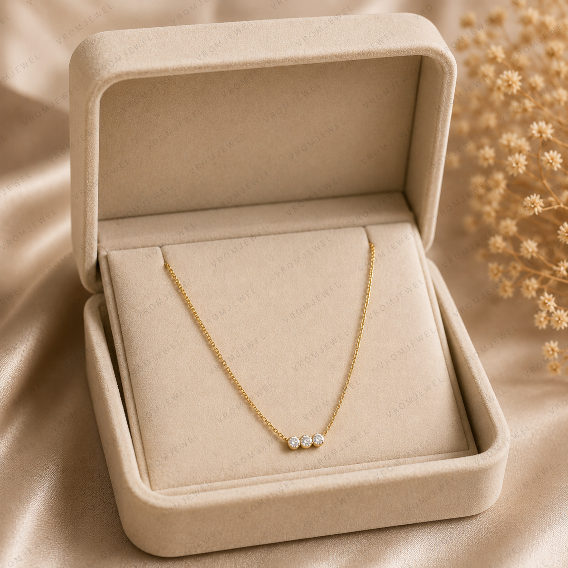 Dainty Trio Lab Diamond Necklace