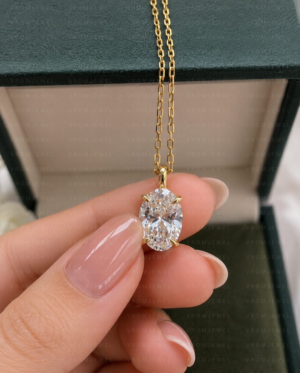 Oval Diamond Pendant Necklace, Oval Lab Grown Diamond Necklace, Solitaire Diamond Necklace, Gold Diamond Pendant, Minimalist Bridal Necklace