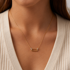 Geometric Link Necklace, Lab Grown Diamond Link Pendant, Paperclip Style Necklace, Solid Gold Necklace, Modern Minimalist Necklace