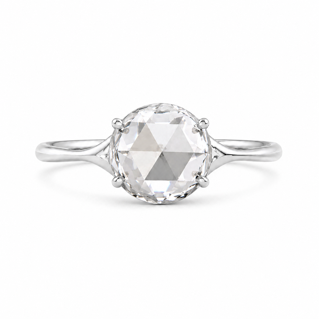 Rose Cut Lab Grown Diamond Minimalist Ring | 1 CT | Tapered Thin Band | Elegant Solitaire Ring | 14k Solid Gold