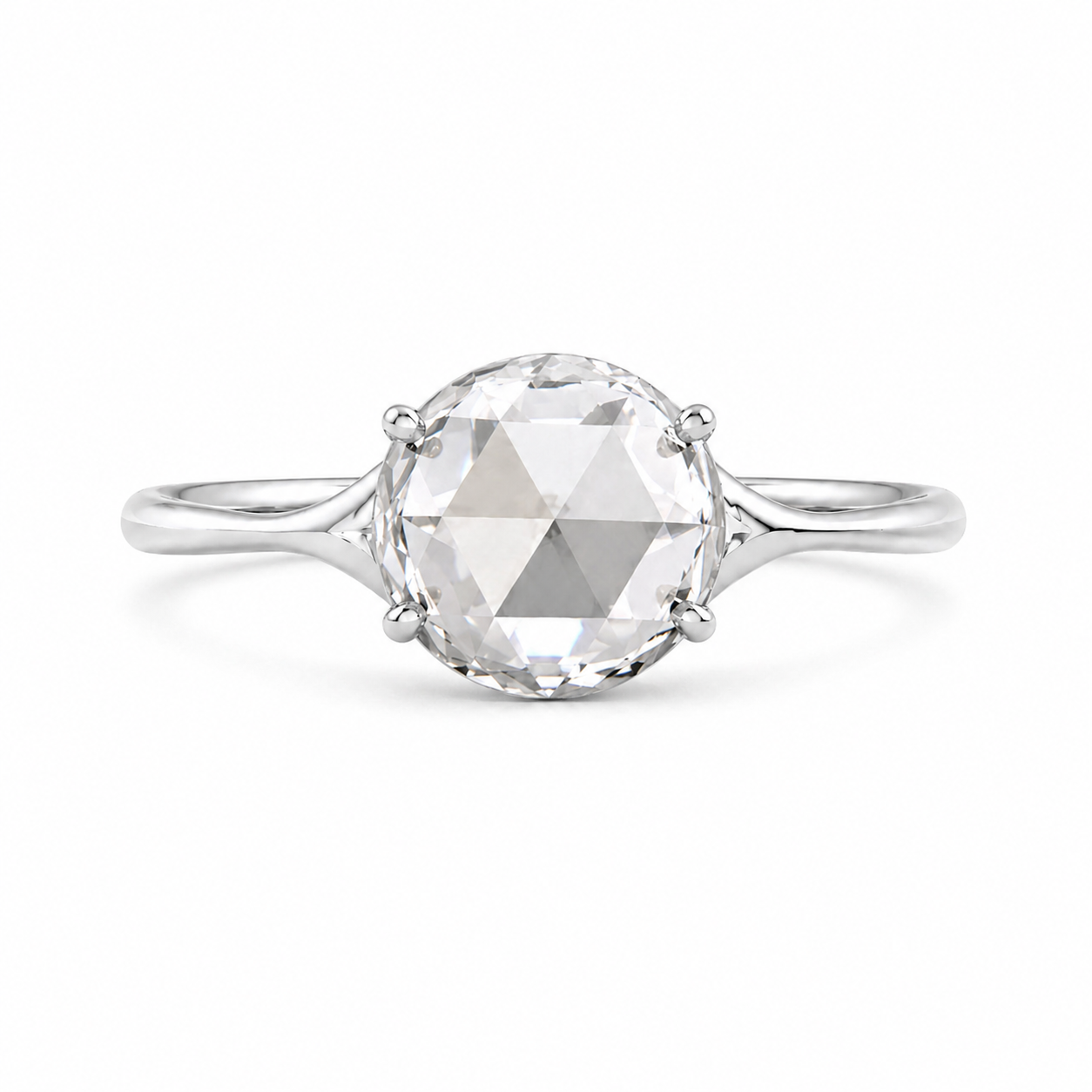 Rose Cut Lab Grown Diamond Minimalist Ring | 1 CT | Tapered Thin Band | Elegant Solitaire Ring | 14k Solid Gold