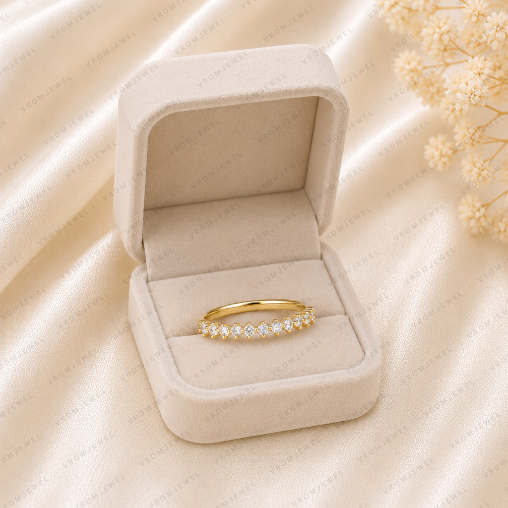 Diamond Eternity Band | Lab Grown | Solid 14K Yellow Gold Stacking Ring