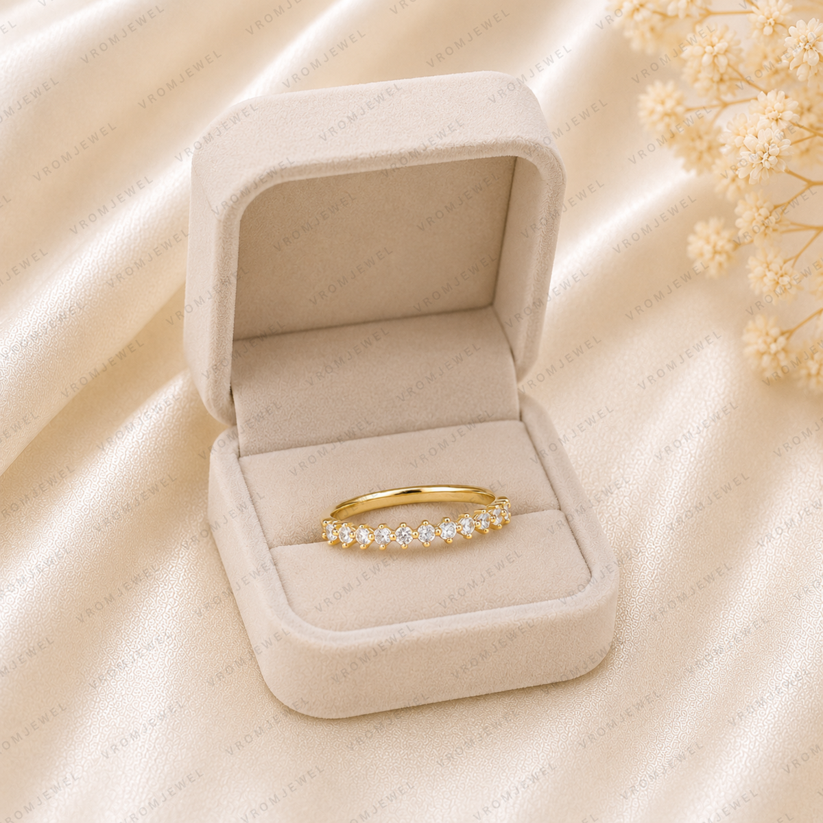 Diamond Eternity Band | Lab Grown | Solid 14K Yellow Gold Stacking Ring