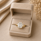 Emerald Cut Lab Grown Diamond Engagement Ring with Tapered Baguette Accents