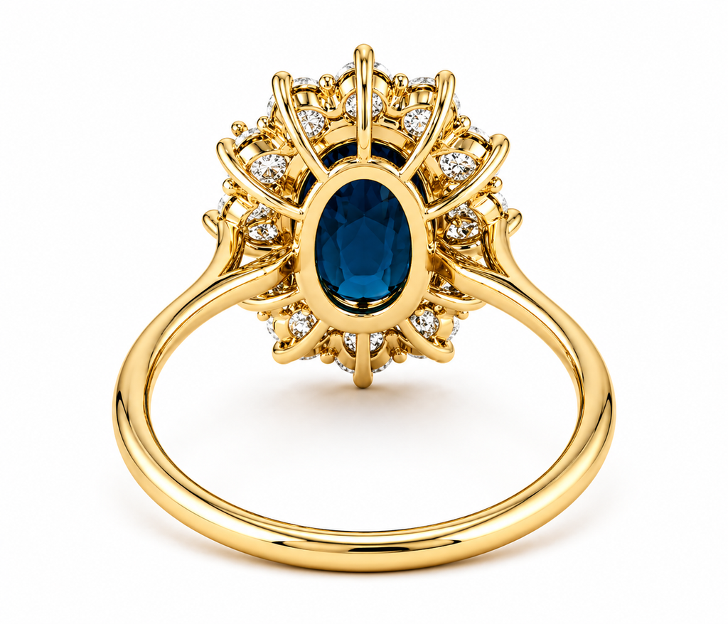 London Blue Topaz Halo Ring | 3.5 CT Oval Gemstone | Lab Grown Diamond Halo | Vintage Style Engagement Ring | 14K Gold