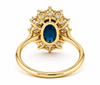 London Blue Topaz Halo Ring | 3.5 CT Oval Gemstone | Lab Grown Diamond Halo | Vintage Style Engagement Ring | 14K Gold