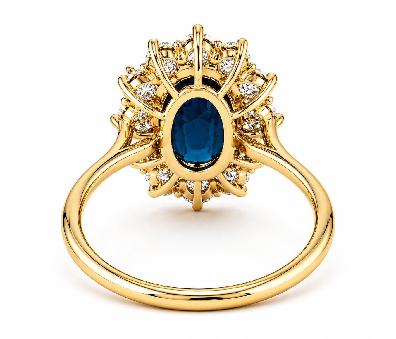 London Blue Topaz Halo Ring | 3.5 CT Oval Gemstone | Lab Grown Diamond Halo | Vintage Style Engagement Ring | 14K Gold