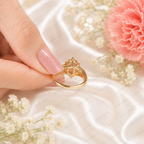 Pink Oval Lab Grown Diamond Engagement Ring, Pink Diamond Ring, Elegant Halo Setting, Diamond Accent Ring, 10K 14K 18K Gold