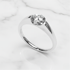 Modern Round Cut East West Ring | Lab Grown Diamond | 14K Yellow Gold Sleek Design