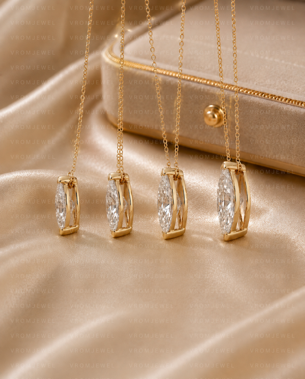 Marquise Cut Pendant Necklace | Lab Grown Diamond | 14K Yellow Gold Minimalist
