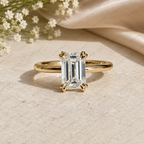 Emerald Cut Lab Grown Diamond Multi Prong Solitaire Ring in Solid 14K Gold