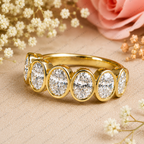 Seven Stone Oval Lab Grown Diamond Anniversary Band in Solid 14K Gold