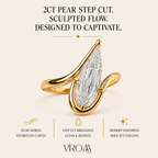 Pear Step Cut Diamond Sculpted Ring