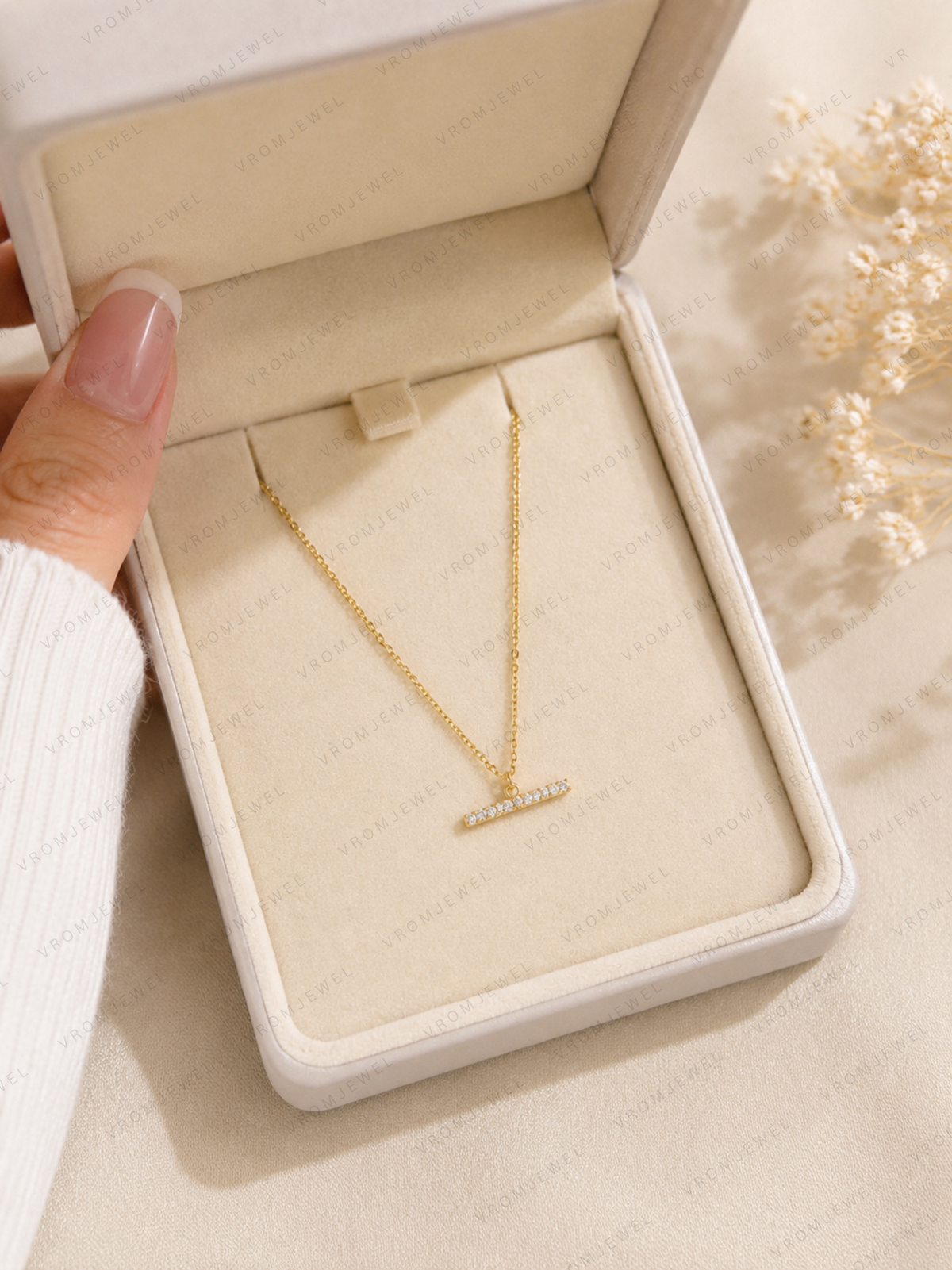 Vintage Geometric Lab Grown Diamond Necklace, Round Diamond Pendant Necklace, Art Deco Diamond Necklace, Solid Gold Necklace
