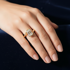 Modern Emerald Cut Bezel Bypass Ring | Lab Grown Diamond | 14K Yellow Gold