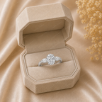 Oval Engagement Ring | Lab Grown Diamond | Pear Side Stones | Prong Set | 14K Yellow Gold
