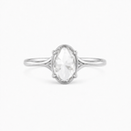 Oval Rose Cut Lab Grown Diamond Ring | 1 CT | Bezel with 4 Prong Setting | Vintage Style Engagement Ring | 14K Gold