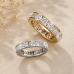 Lab Grown Diamond Eternity Band: 14K Gold Alternating Round & Baguette Anniversary Ring
