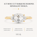 East West Marquise Rose Cut Lab Grown Diamond Ring | 1 CT | Minimalist Thin Band | Modern Solitaire Ring