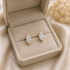 Marquise Lab Grown Diamond Stud Earrings in Solid 14K Gold for Women