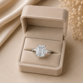 Emerald Cut Lab Grown Diamond Engagement Ring with Tapered Baguette Accents