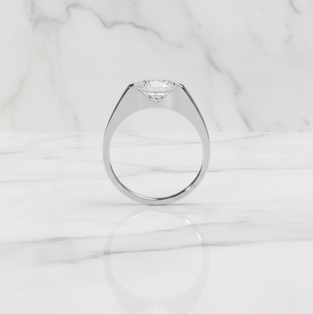 Modern Oval Cut East West Ring | Lab Grown Diamond | 14K Yellow Gold Sleek Style
